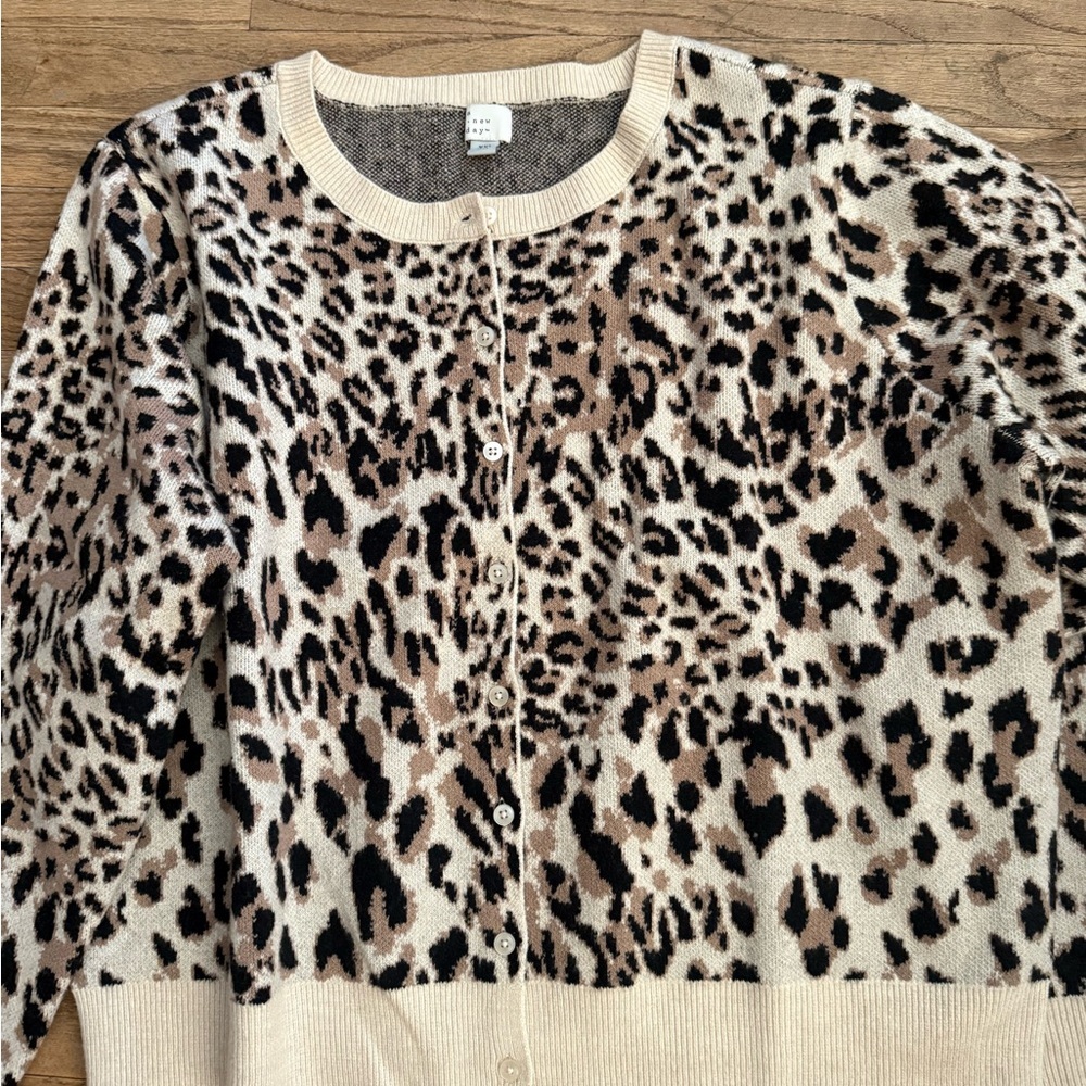 Leopard Print Button-Up Cardigan Sweater Xxl By A… - image 4